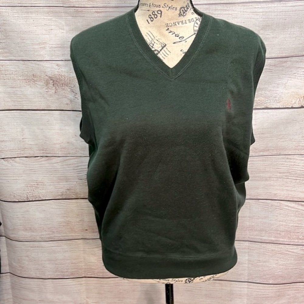 POLO GOLF Ralph Lauren Vest Cotton Size Small Unisex V-neck Green